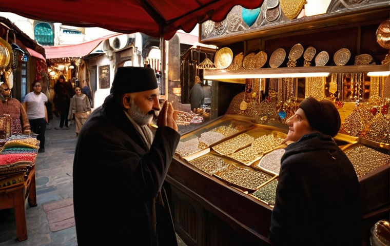 이스탄불 그랜드 바자 쇼핑 꿀팁 - **Image Prompt 1: The Verbal Tango of Negotiation**
A vibrant, medium shot of a bustling Grand B...