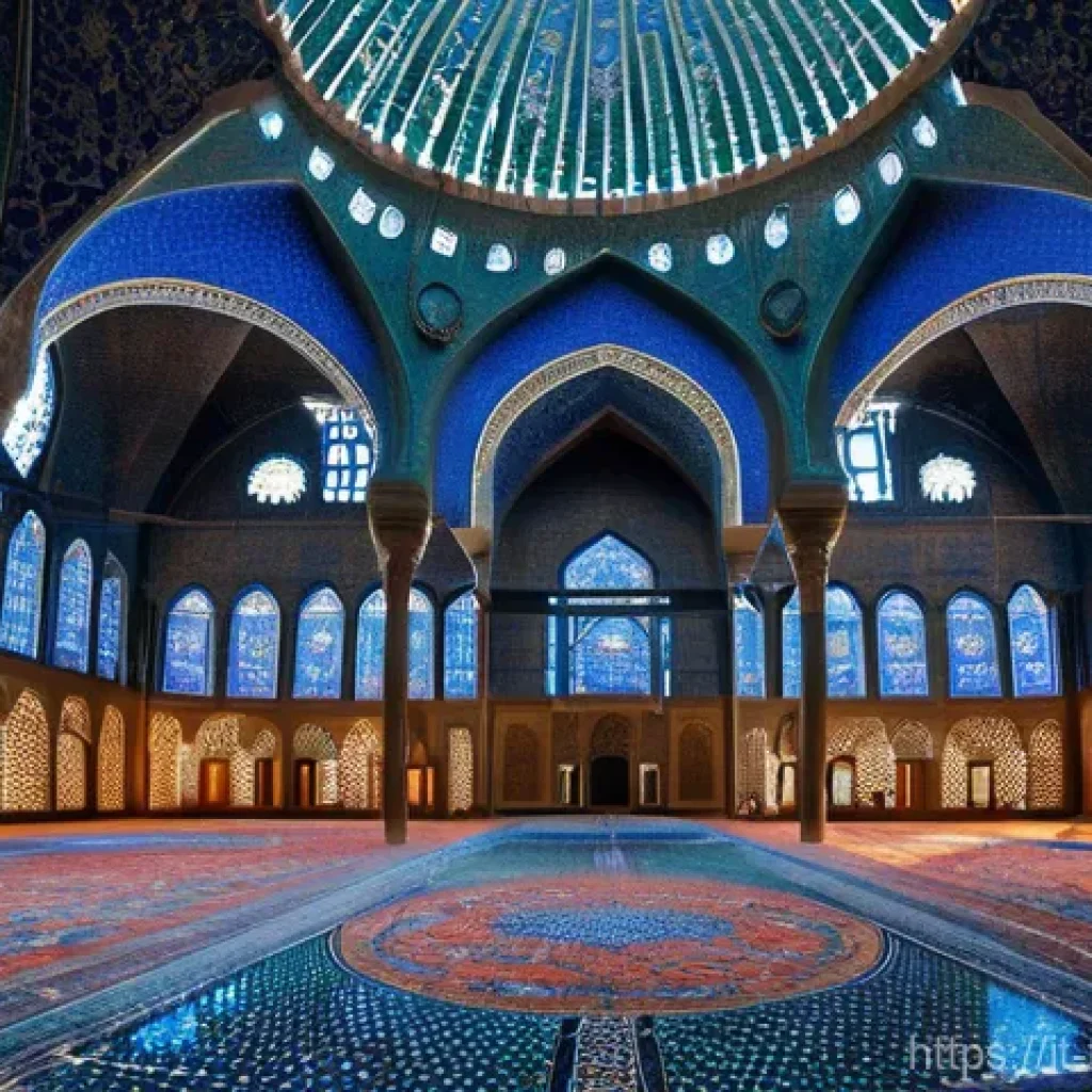 튀르키예 이슬람 건축 양식 - **Prompt 1: The Luminous Interior of an Imperial Mosque**
A grand, majestic wide-angle shot of t...