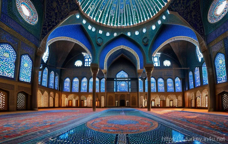 튀르키예 이슬람 건축 양식 - **Prompt 1: The Luminous Interior of an Imperial Mosque**
    A grand, majestic wide-angle shot of t...