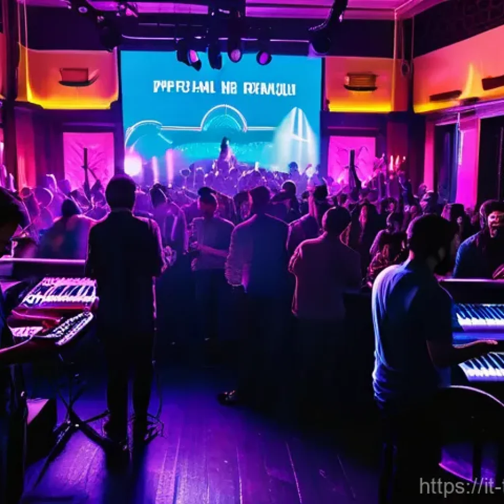 튀르키예 음악 축제와 대회 일정 - A young, diverse crowd gathers in a vibrant, dimly lit, yet modern-traditional club in Istanbul's Be...