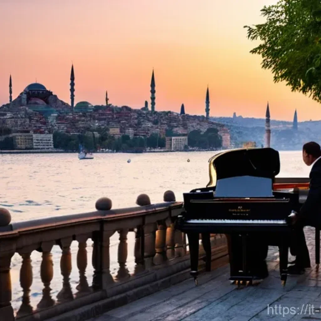튀르키예 재즈 페스티벌 일정 - **Prompt:** A sophisticated outdoor jazz concert held at the Esma Sultan Mansion, an elegant Ottoman...