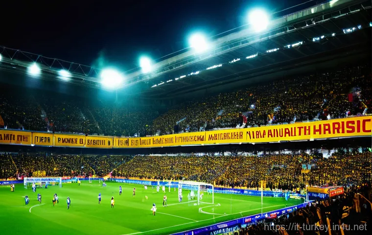 튀르키예의 국민 스포츠와 경기장 - **Prompt: The Electrifying Atmosphere of a Turkish Football Derby**
A wide-angle, dynamic shot c...