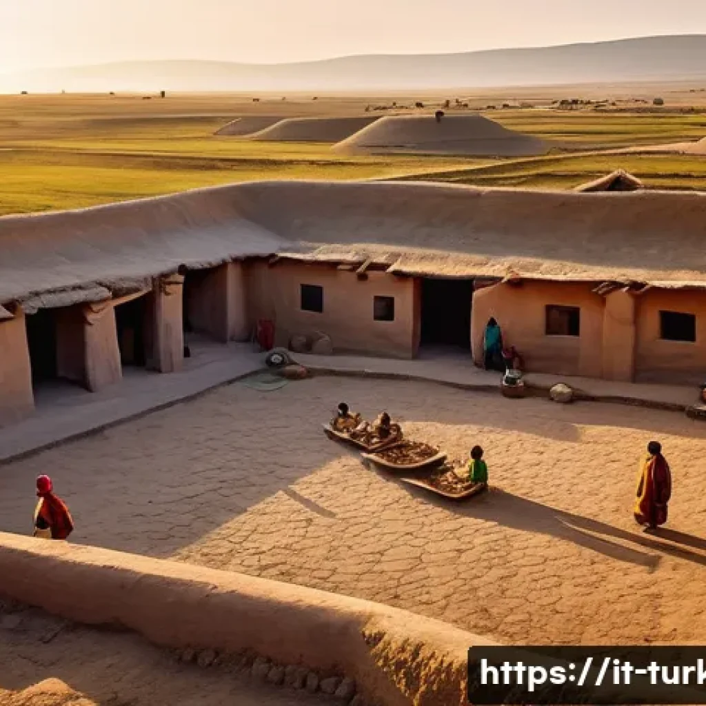 튀르키예 주요 역사적 사건들 - **Ancient Anatolian Rooftop Life in Çatalhöyük**
    "A vibrant scene depicting daily life in the an...