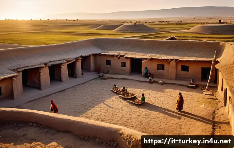 튀르키예 주요 역사적 사건들 - **Ancient Anatolian Rooftop Life in Çatalhöyük**
"A vibrant scene depicting daily life in the an...