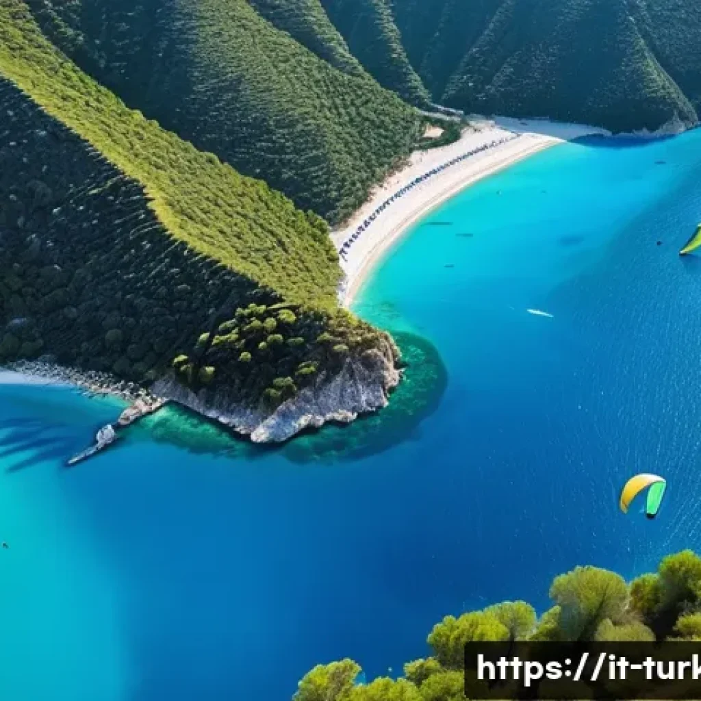 튀르키예 지중해 해안 투어 - **Prompt: "A breathtaking aerial shot of Ölüdeniz Blue Lagoon in Turkey, showcasing its iconic turqu...