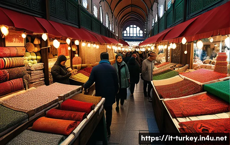 튀르키예 민속 마켓 탐방 - A bustling Turkish market scene in Istanbul&rsquo;s Grand Bazaar, showcasing vibrant stalls filled with co...