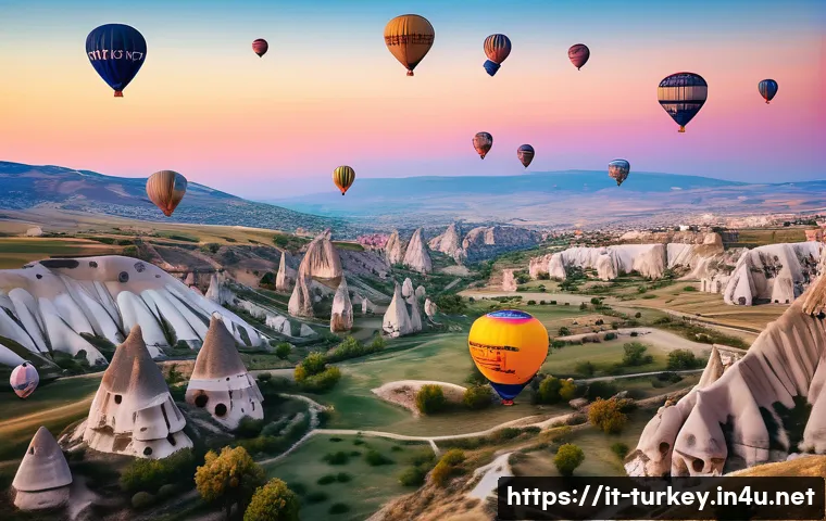 튀르키예에서의 드론 촬영 명소 - A breathtaking aerial view of Cappadocia at sunrise, showcasing the unique fairy chimney rock format...