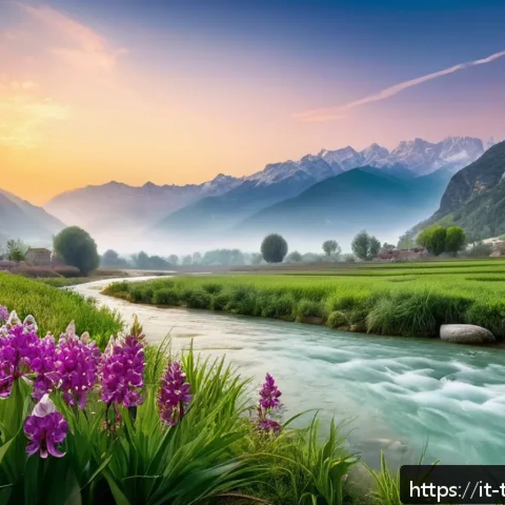 튀르키예 주요 하천과 자연 경관 - A breathtaking panoramic view of a hidden Turkish river valley at sunrise, with towering snow-capped...