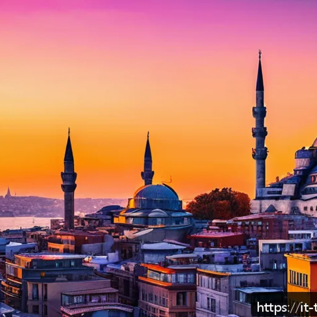 튀르키예 갈라타 타워 전망대 - A breathtaking 360-degree panoramic view from the top of Galata Tower in Istanbul during golden hour...