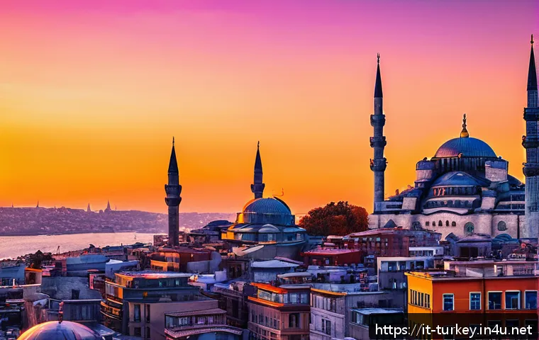 튀르키예 갈라타 타워 전망대 - A breathtaking 360-degree panoramic view from the top of Galata Tower in Istanbul during golden hour...