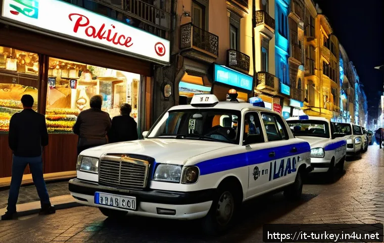 튀르키예 도시별 치안 상황 - A vibrant nighttime street scene in Istanbul’s central tourist district, featuring well-lit main ave...